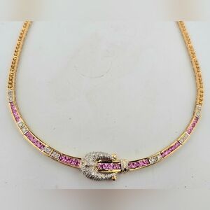 Bellarri 18k Gold Pink Sapphire & Diamond Necklace